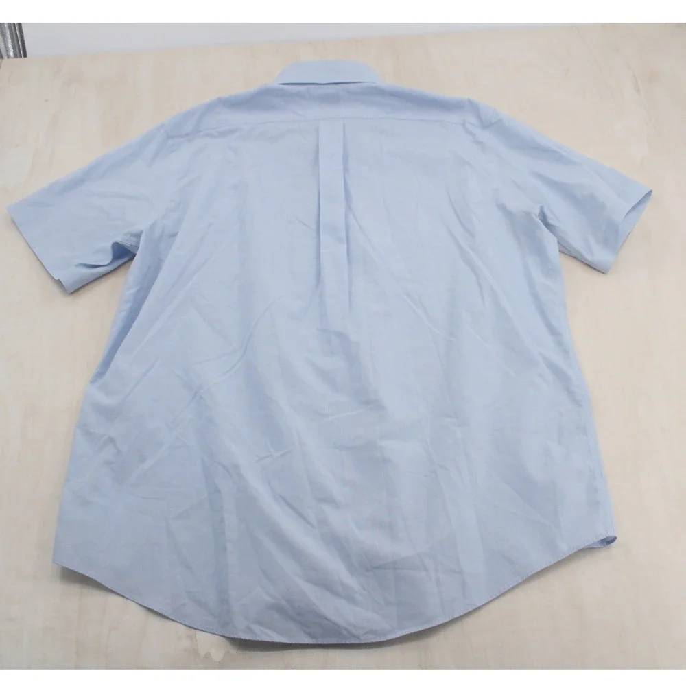 Classic Short Sleeve Button Down Shirt 17 Blue Non-Iron Madison Brooks Brothers - Picture 6 of 6